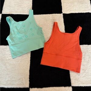 lululemon athletica Mint and Orange power pivot tanks